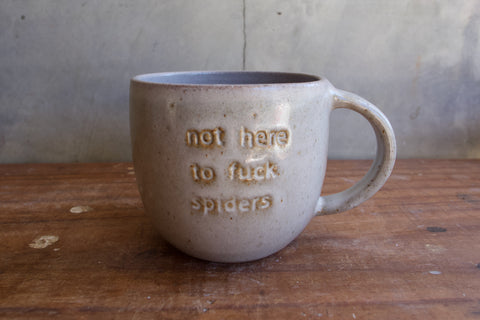 "Not here to fuck spiders" Mug