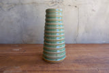 Green Ribbed Vase