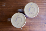 "Flip the bird" Carved Coffee Cup